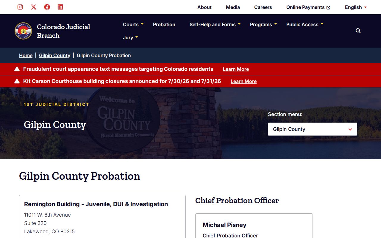 Gilpin County probation records route after release